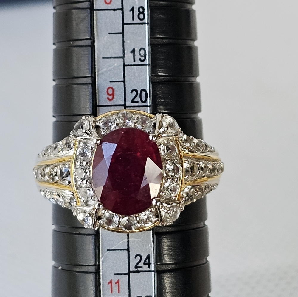 Victoria Wieck Ruby Ring Sterling Silver & 14K Yellow Gold Size 9.5! - Picture 12 of 12